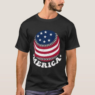 Retro Honkbal US Flag 4 juli  Amerika T-shirt