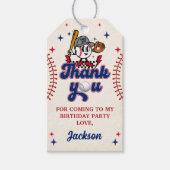 Retro Honkbal Verjaardag Dank u Gift Label Cadeaulabel (Voorkant)