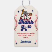 Retro Honkbal Verjaardag Dank u Gift Label Cadeaulabel (Achterkant)