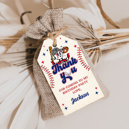 Retro Honkbal Verjaardag Dank u Gift Label Cadeaulabel
