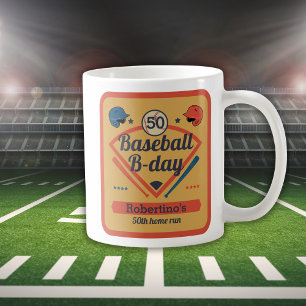 Retro honkbal verjaardag voor mannen 50ste verjaar koffiemok