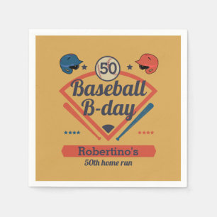 Retro honkbal verjaardag voor mannen 50ste verjaar servet