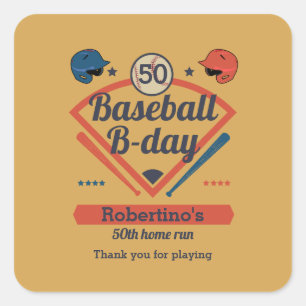 Retro honkbal verjaardag voor mannen 50ste verjaar vierkante sticker