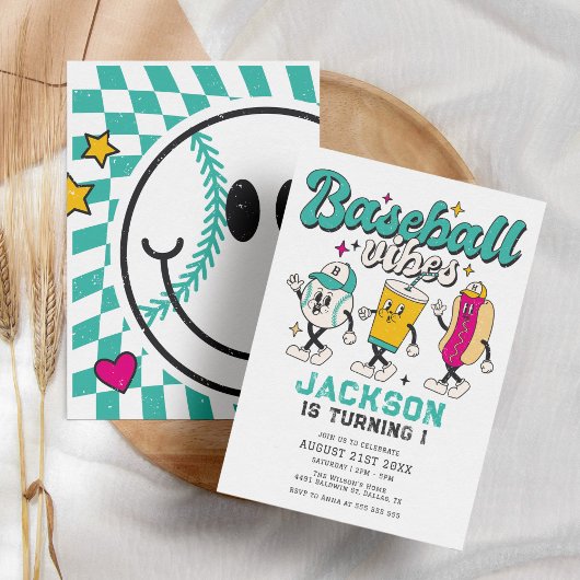 Retro Honkbal Vibes Heldere Kleurrijke Kinderen Ve Kaart