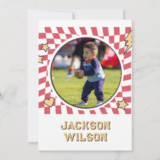 Retro Honkbal Vibes Jongen Verjaardagsfeestje Bedankkaart (Achterkant)