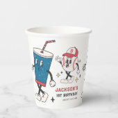 Retro Honkbal Vibes Jongen Verjaardagsfeestje Papieren Bekers (Voorkant)