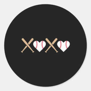 Retro Honkbal Xo Valentijnsdag Knuffelt Kusjes Vol Ronde Sticker