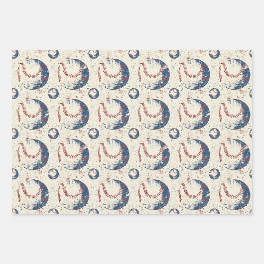 retro-honkbalpatroon inpakpapier vel (Voorkant 3)