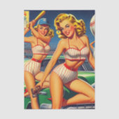Retro-honkbalpin-ups Tissuepapier (Voorkant)