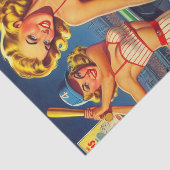 Retro-honkbalpin-ups Tissuepapier (Detail)