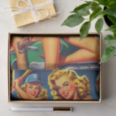 Retro-honkbalpin-ups Tissuepapier (Geschenk)