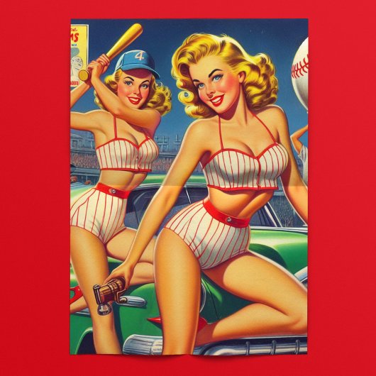 Retro-honkbalpin-ups Tissuepapier