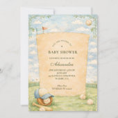 Retro honkbalveld baby shower kaart (Voorkant)