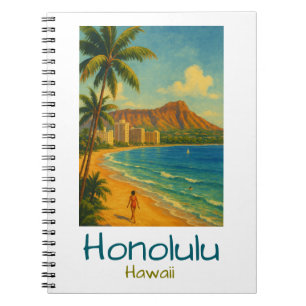 Retro Honolulu Hawaï Waikiki Beach Notitieboek