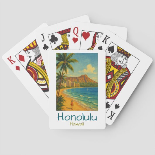 Retro Honolulu Hawaï Waikiki Beach Pokerkaarten (Achterkant)