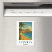 Retro Honolulu Hawaï Waikiki Strand Magneet (Insitu (Vaatwasser))
