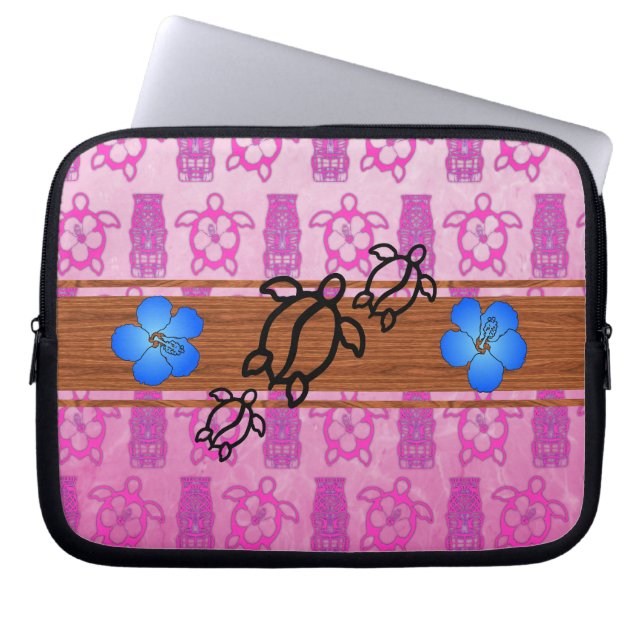 Retro Honu Surfboard Laptop Sleeve (Voorkant)