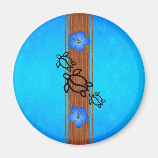 Retro Honu Surfboard Magneet (Voorkant)
