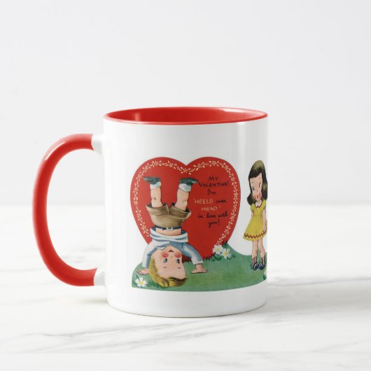 Retro  hoofd boven hakken Valentijn Mok (Links)