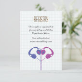 Retro Hoofdtelefoon Hart Muziek Wedding Paarse Ind Informatiekaartje (Staand voorkant)