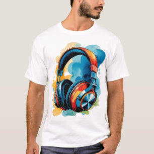 Retro Hoofdtelefoon Illustratie – Muziek T-shirt
