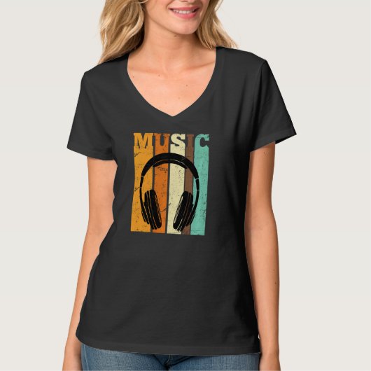 Retro Hoofdtelefoon Muziek Hip Hop Rapper Rap Pull T-shirt (Voorkant)