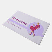 Retro hoop dat je van dansen Paarse gepersonalisee Deurmat (Schuin)