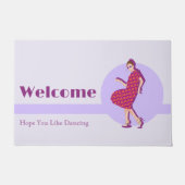 Retro hoop dat je van dansen Paarse gepersonalisee Deurmat (Voorkant)