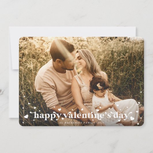Retro hoort Happy Valentine's Day Photo Card Aankondiging (Voorkant)