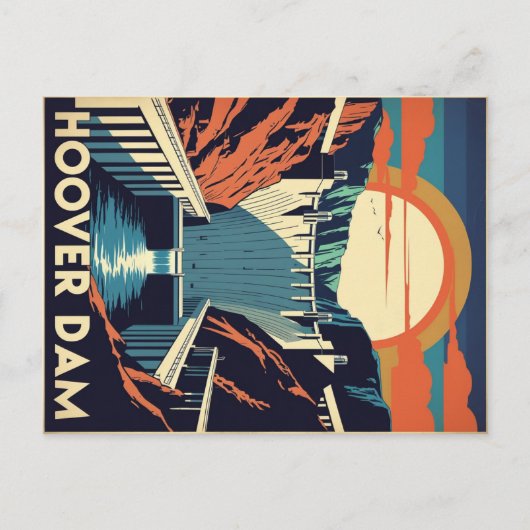 Retro Hoover Dam Engineering Marvel Briefkaart (Voorkant)