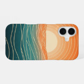 Retro Horizon Golving iPhone 16 Hoesje (Achterkant horizontaal)
