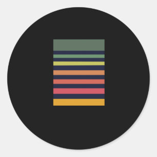 Retro Horizon Stripes – Minimalistisch digitaal on Ronde Sticker