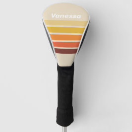 Retro horizontale strepen met naam golfheadcover