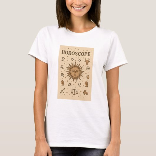 Retro Horoscoop Dierenriem Zon Astrologie Illustra T-shirt (Voorkant)