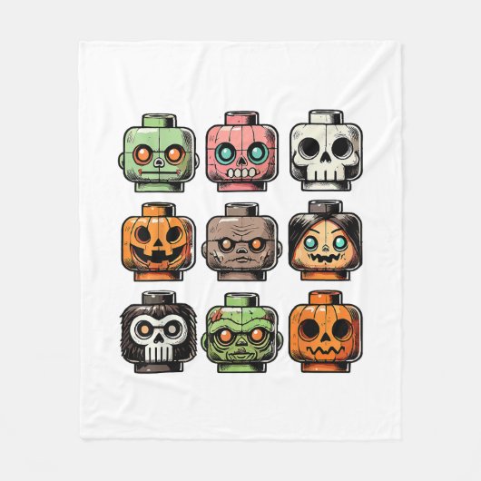 Retro Horror Bricks Head Enge Halloween Mask Fleece Deken (Voorkant)