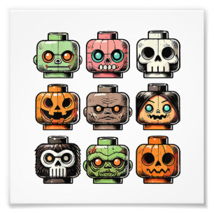Retro Horror Bricks Head Enge Halloween Mask Foto Afdruk
