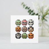 Retro Horror Bricks Head Enge Halloween Mask Kaart (Staand voorkant)