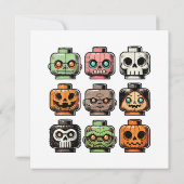 Retro Horror Bricks Head Enge Halloween Mask Kaart (Achterkant)