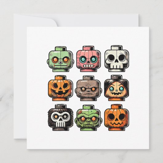 Retro Horror Bricks Head Enge Halloween Mask Kaart (Voorkant)
