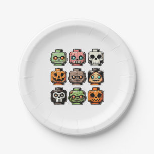 Retro Horror Bricks Head Enge Halloween Mask Papieren Bordje