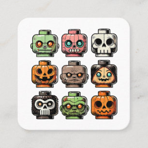 Retro Horror Bricks Head Enge Halloween Mask Vierkante Visitekaartje