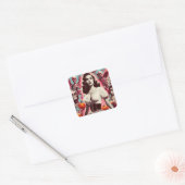 Retro Horror Meisje Vierkante Sticker (Envelop)