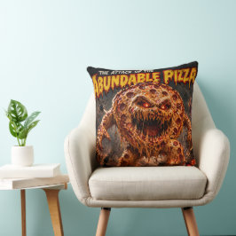 Retro horror monster overvloedige pizza wezen worp kussen