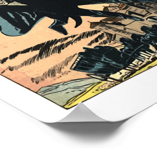 Retro Horror Movie Monster Vampire  Halowe Poster (Hoek)