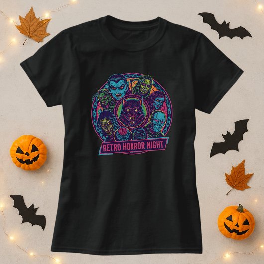 Retro Horror Nacht Monsters T-shirt