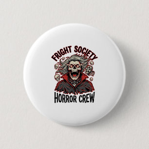 Retro Horror T-shirt Fright Society Schedel Design Ronde Button 5,7 Cm