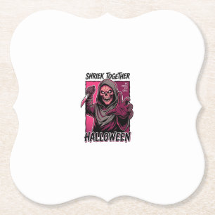 Retro Horror T-shirt met Gegraveerde Slasher Hallo Kartonnen Onderzetters