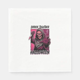Retro Horror T-shirt met gegraveerde Slasher Hallo Servet