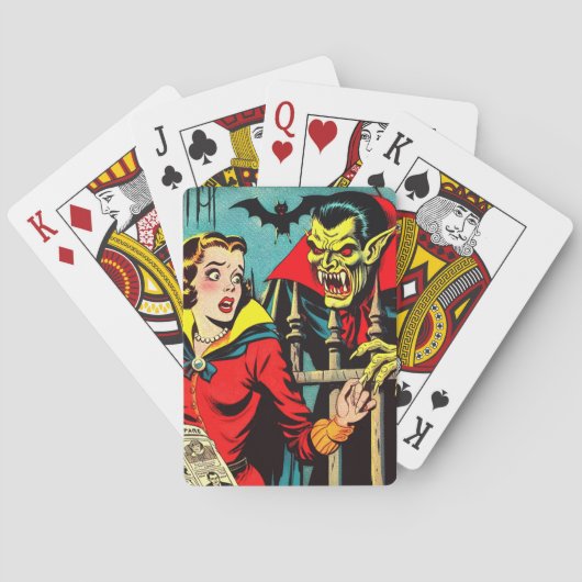 Retro Horror Vampier Strips Pokerkaarten (Achterkant)
