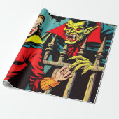 Retro Horror Vampire Comics Cadeaupapier (Uitgerold)